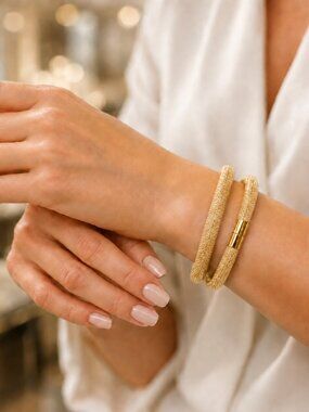 Two Swarovski Crystal Mesh Necklace/BRACELET– Rose Gold & Champagne